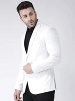 Hangup Men Standard Solid Men Formalwear-2Button_White_Blazer