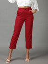 Women's Maroon Solid Formal Trouser-IM-10394-Maroon