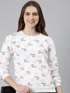 Women White Printed Sweatshirt-SNC-53-4-White