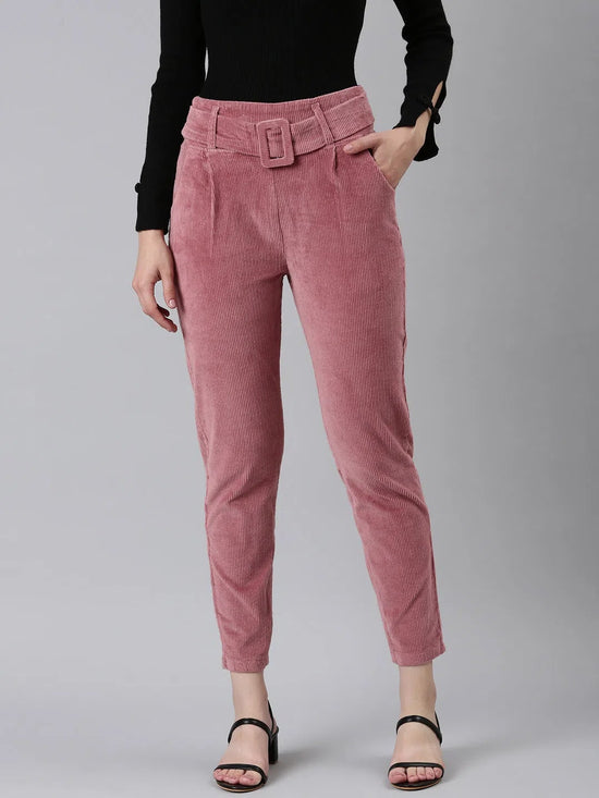 Women Mauve Solid Peg Trouser-LT-MF-23047-Mauve