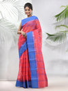 Crimson Red Pure Cotton Tant Saree With Woven Designs-MA51TT43480100