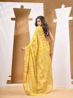 Yellow Cotton Blend Handwoven Saree With Paisey Motifs-MA53BCT041400066