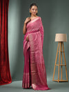 Purple Blended Silk Handwoven Saree With Woven Zari Border-MA50BSL34830114