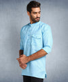 Hangup Men Standard Solid Men's Indian Wear-Sky_2Pkt_Short_2Kurta