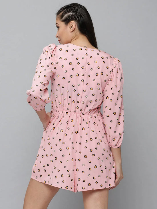 Women's Pink Printed Jumpsuit-AE-9985-Pink