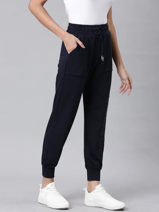 Women Navy Blue Solid Track Pant-AF-1806-Navyblue