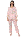 Smarty Pants Women's Cotton Pastel Peach Floral Print Night Suit-SMNSP-814C-S