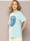 Dillinger Turquoise Blue Graphic Oversized T-Shirt-WMNCR413PTG-XS