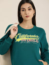 Dillinger Green Typographic Oversized Sweatshirt-DLWMNSWT022BGRN-XS