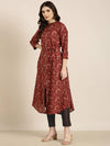 Women Maroon Paisley A-Line Kurta-RJF-034-Maroon