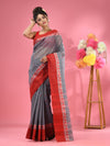 Dark Grey Pure Cotton Tant Saree With Woven Designs-MA51TT43480073