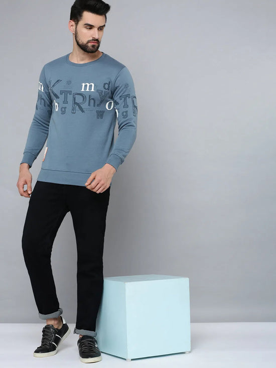 Men Blue Solid Sweatshirt-SCAW-26-Blue