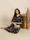 Women Anarkali Black Floral Kurta and Trousers Set-SKC-052599-Black