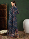 Ahika Women Navy Blue Rayon Blend Floral Printed Straight Kurta Trouser With Dupatta-VKSKD2237