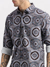 Men Spread Collar Abstract Grey Casual Shirt-PELSIC-2249-Grey