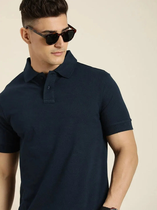 Dillinger Navy Blue Solid Regular Polo T-shirt-DLPOL003NVY-S