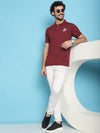 Venitian Men All Over Printed Maroon Cotton Polo Neck T-Shirt