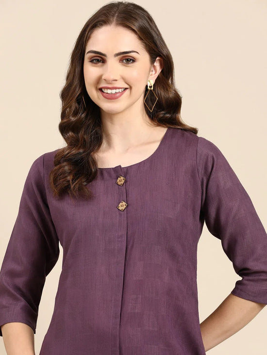 Women's Purple Solid Straight Kurta-SKC-926-Purple