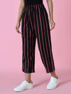 Women's Black Striped Trouser-AE-10464-Black