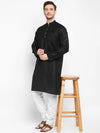 Hangup Men Standard Solid Men's Indian Wear-Black_Piping_LongKurta