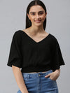 Women's Solid Black Top-AE-10234-Black