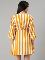 Women Mustard Striped A-Line Dress-AE-15961-Mustard