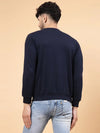 Rigo Navy Printed Round Neck Fleece Sweatshirt