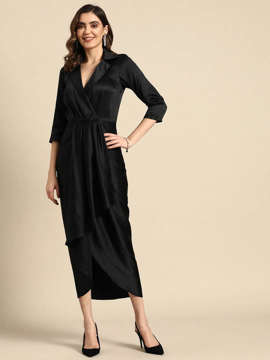 Shirt Dress With Front Drape-Tc0521Jbk-S