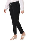 Smarty Pants Women's Cotton Lycra Straight Fit Black Color Formal Trouser