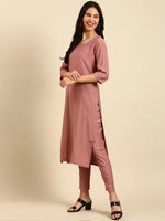 Women's Mauve Embroidered Kurta Set-SKC-884-Mauve