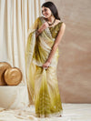 Saree Mall Women's Net Olive Embellished Designer Saree With Blouse Piece-SRENIK1971F