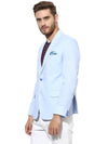 Hangup Men Standard Solid Men Formalwear-SkyBlueLinenBlazer