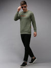 Men Green Printed Sweatshirt-SCAW-23-Olive