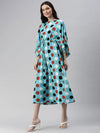 Women Blue Printed Kaftan Dress-AE-9952-Blue