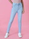 Women's Blue Solid Skinny Fit Denim Jeans-GZ-5268-Blue