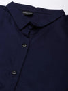 Women Navy Blue Solid Shirt Dress-DF-1439-Navyblue