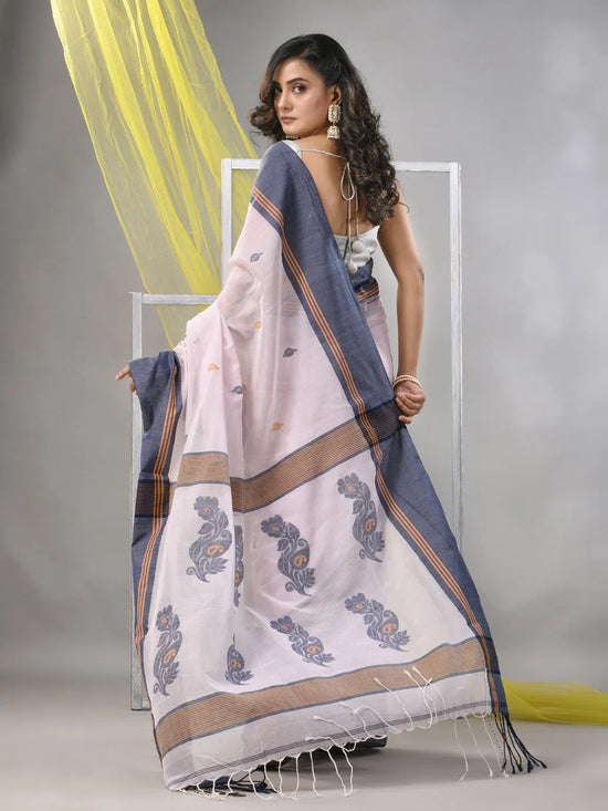 Light Pink Cotton Handspun Soft Saree-MA57CH331710017