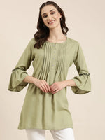 Women Green Solid A-Line Kurti-NJ-3748226-Green