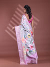 Ecru Floral Print Silk Soft Saree With Zari Border-MA60BSL01770012