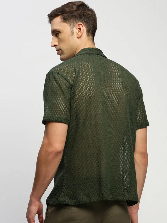 Men Green Solid Shirt-JOUSKA-1729-Olive