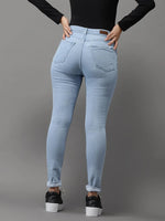 Women's Blue Solid Slim Fit Denim Jeans-GZ-5156-Blue