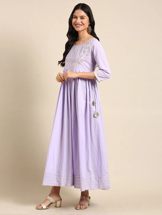 Women's Lavender Solid Anarkali Kurta-FS-2831-Lavender