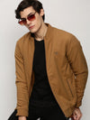 Men Khaki Solid Casual Bomber Jackets-ZD-3702-Khaki