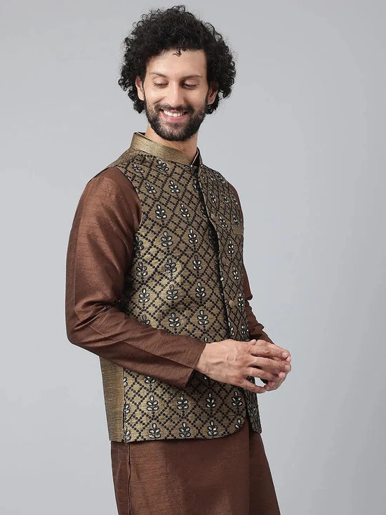 Hangup Men Standard Embroidered Men's Indian Wear-198A_Emb_Nehru