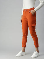 Women's Orange Solid Denim Jeans-LTJO22019-Orange