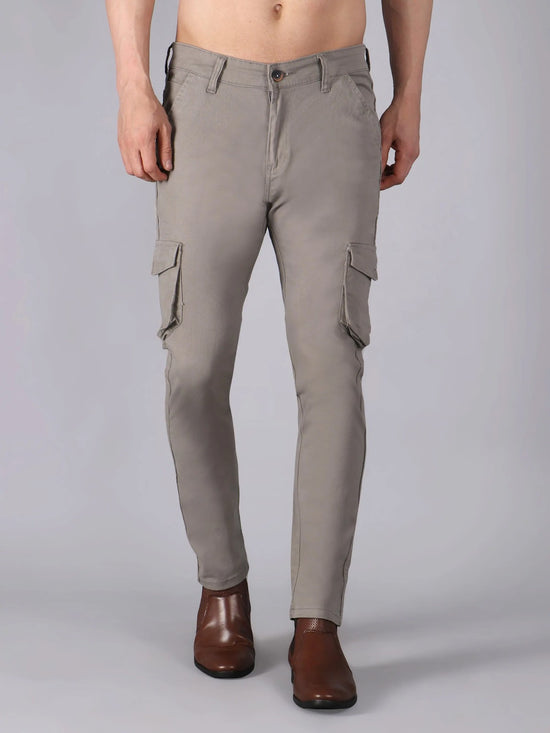 Solid Cargo Pants with 6 pockets-Grey-HC3019-30