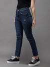 Women's Blue Solid Slim Fit Denim Jeans-GZ-5178-1-Blue