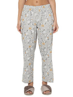 Smarty Pants Women's Cotton Grey Floral Print Night Suit