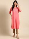 Women's Coral Solid Straight Kurta-NJ-3468222-Coral