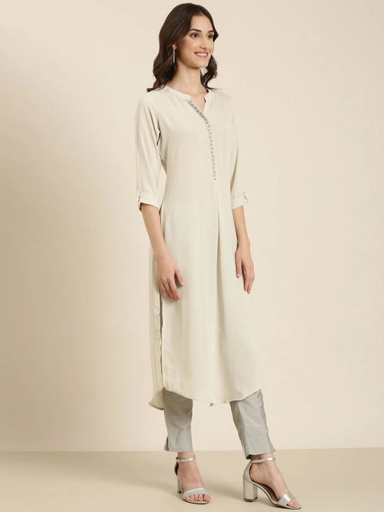 Women Beige Solid Straight Kurta-SKC-7910-Beige